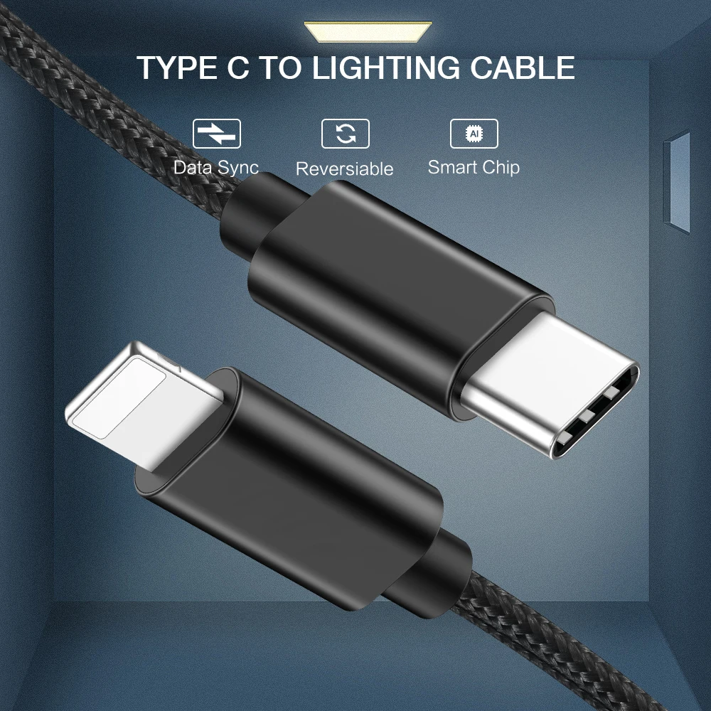 Кабель RAXFLY USB PD с подсветкой зарядный кабель Type C для iPhone XS Max XR X 8 7 Plus синхронизации