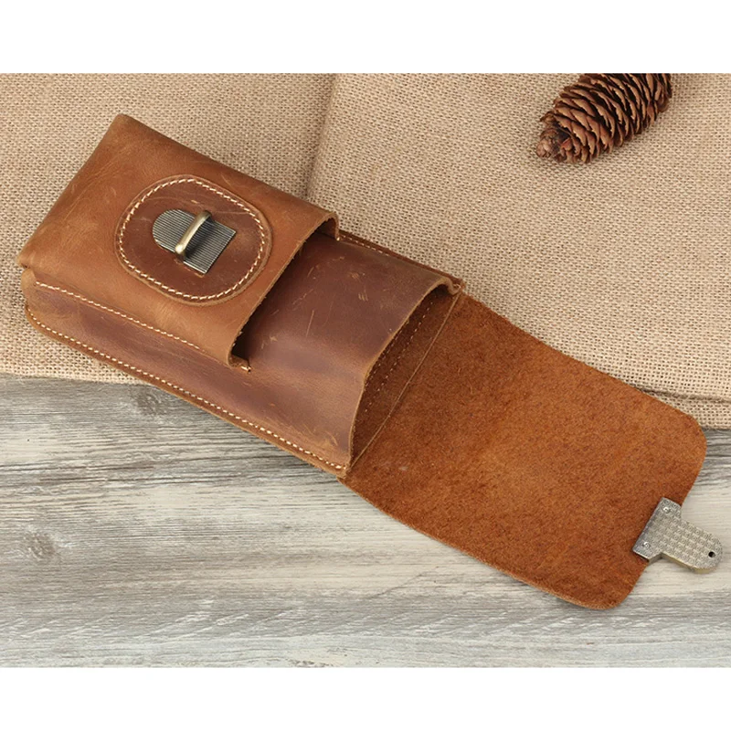 Поясная сумка для мужчин поясная из натуральной кожи Crazy Horse мобильный телефон с