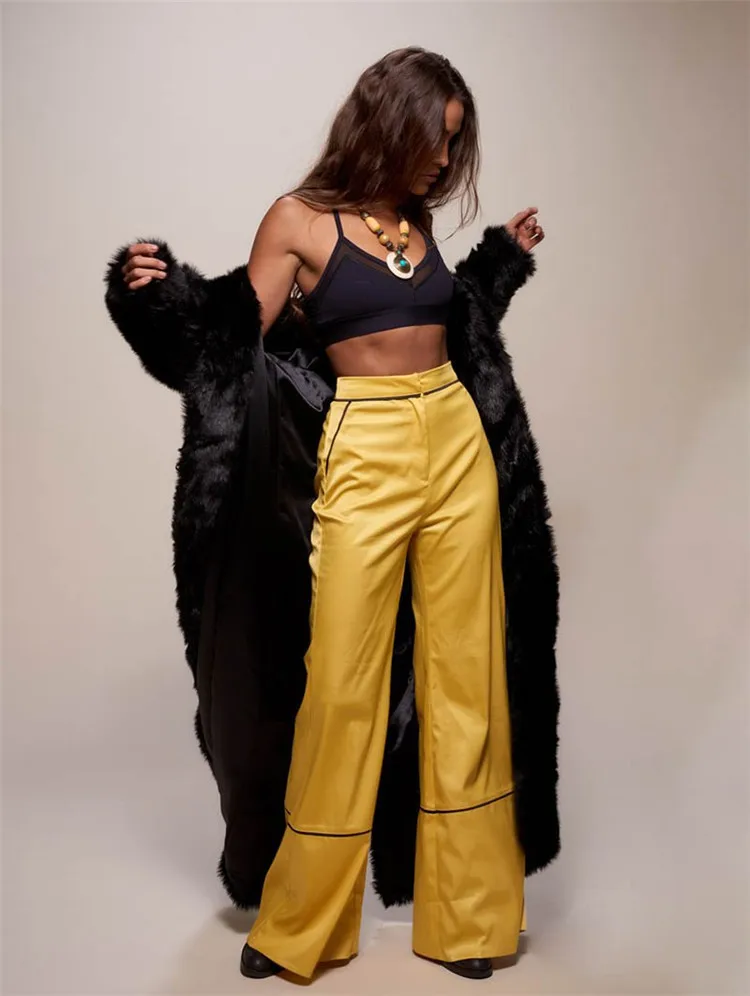 

Faux Fur Coat Fox Hooded Long Slimming Ladies Jacket Women Coat Women Winter Jackets Female Women's Fur Black Plush Fur Coat