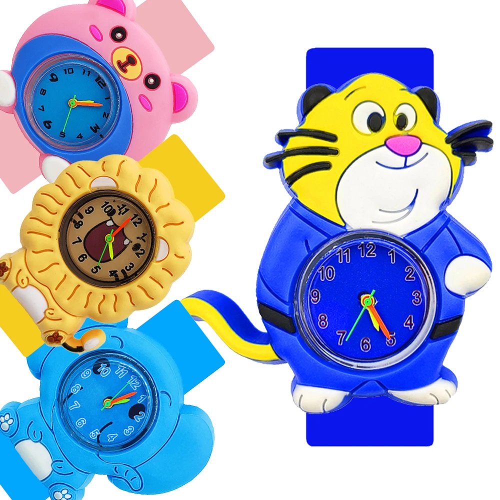 

Детские часы с мультяшным Тигром и львом, для детей 1-12 лет