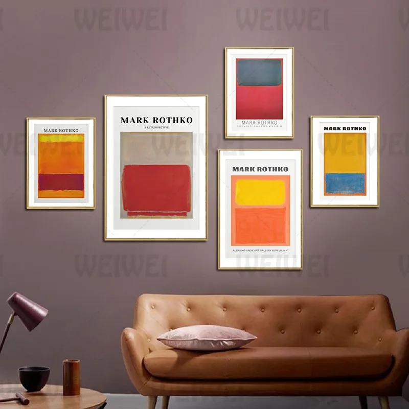 

Canvas Painting Mark Rothko Works Home Decoration Color Abstract Poster Bookstore Coffee Shop Art Print Joy and Sadness Picture