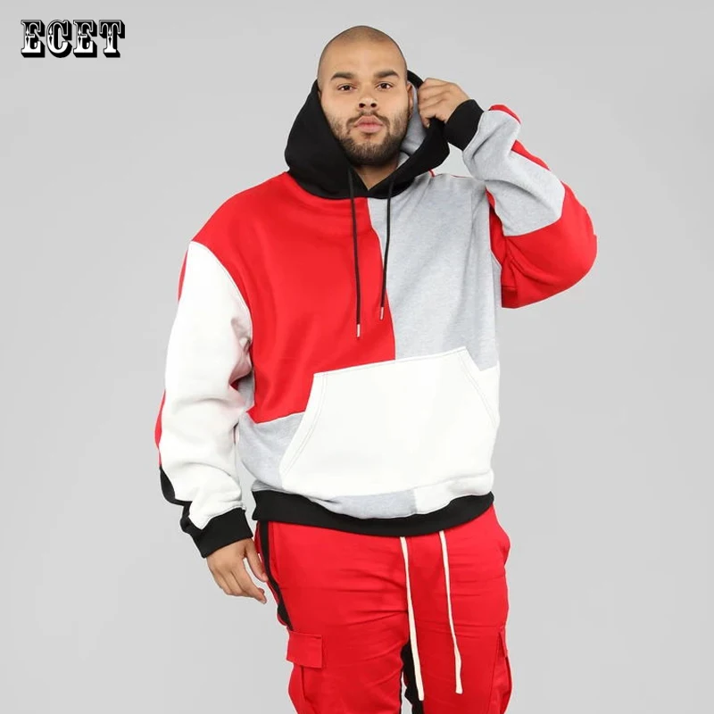 

Spring and autumn new streetwear stitching multicolor fashion men's hoodie cotton outdoor casual pullover