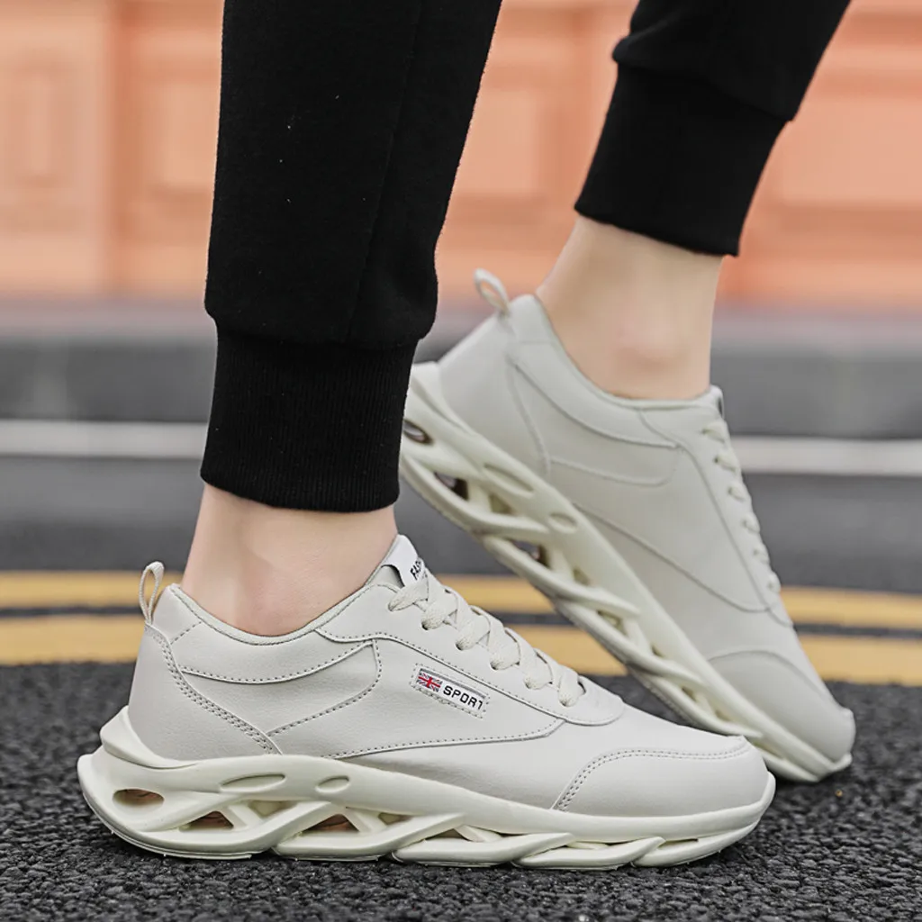 SAGACE/Мужская обувь Повседневная дышащая на плоской подошве из искусственной кожи