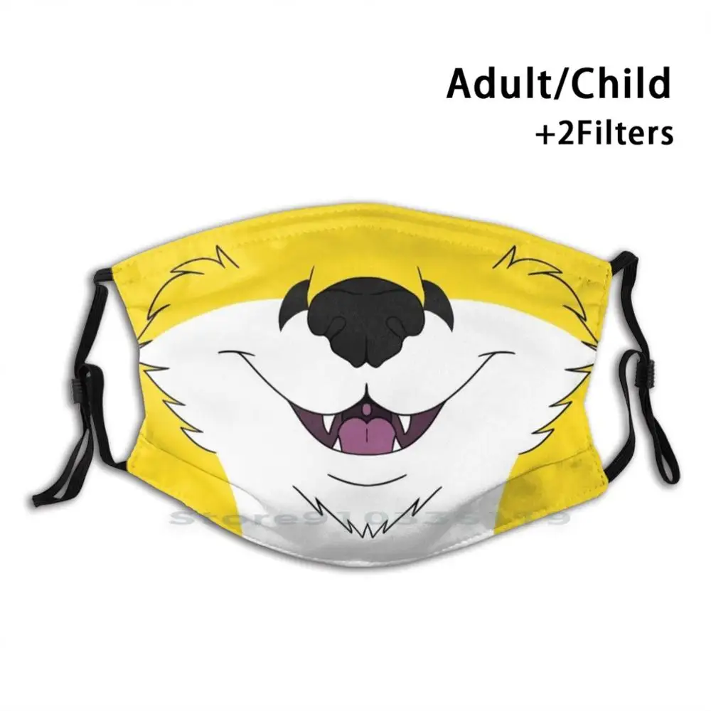 

Yellow Fox Face Mouth Print Reusable Pm2.5 Filter DIY Mouth Mask Kids Fox Cute Furry Maw Muzzle Mouth