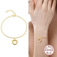 boako 925 sterling silver punk thick chain bracelet female bohemian geometric chain heart ot buckle bracelet jewelry party gift