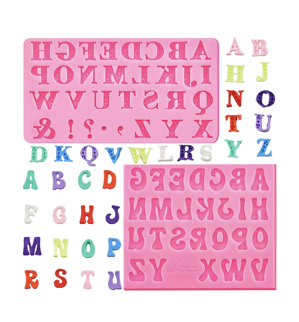 

2 формы для помадки для торта с буквенным рисунком используются для украшения подводного торта, шоколада, конфет, полимерной глины, кексов dec