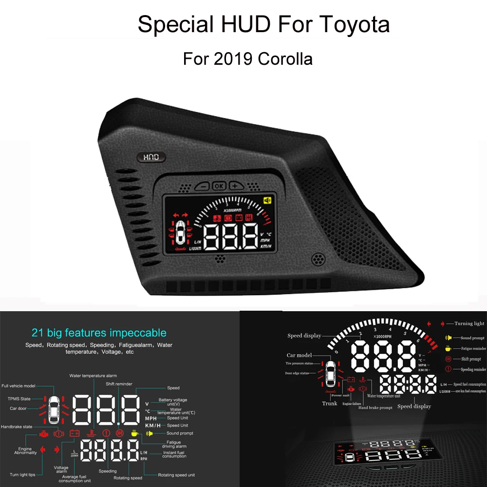 HUD Автомобильный дисплей для Toyota Corolla 2019 безопасный экранный проектор вождения