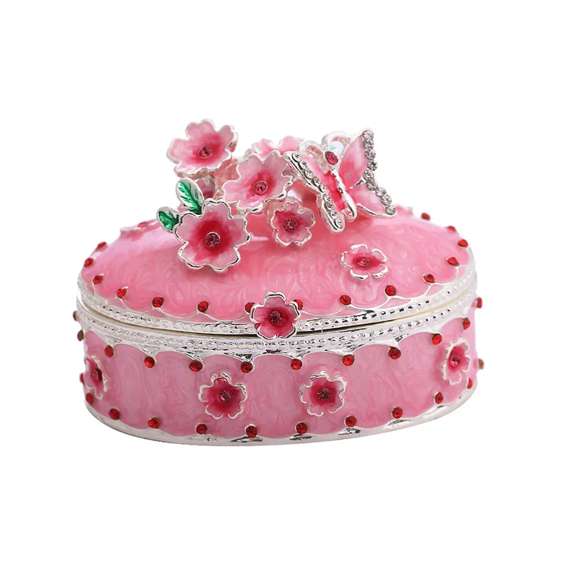 Эмаль ручной работы розовая Сакура цветной рисунок футляр для драгоценностей