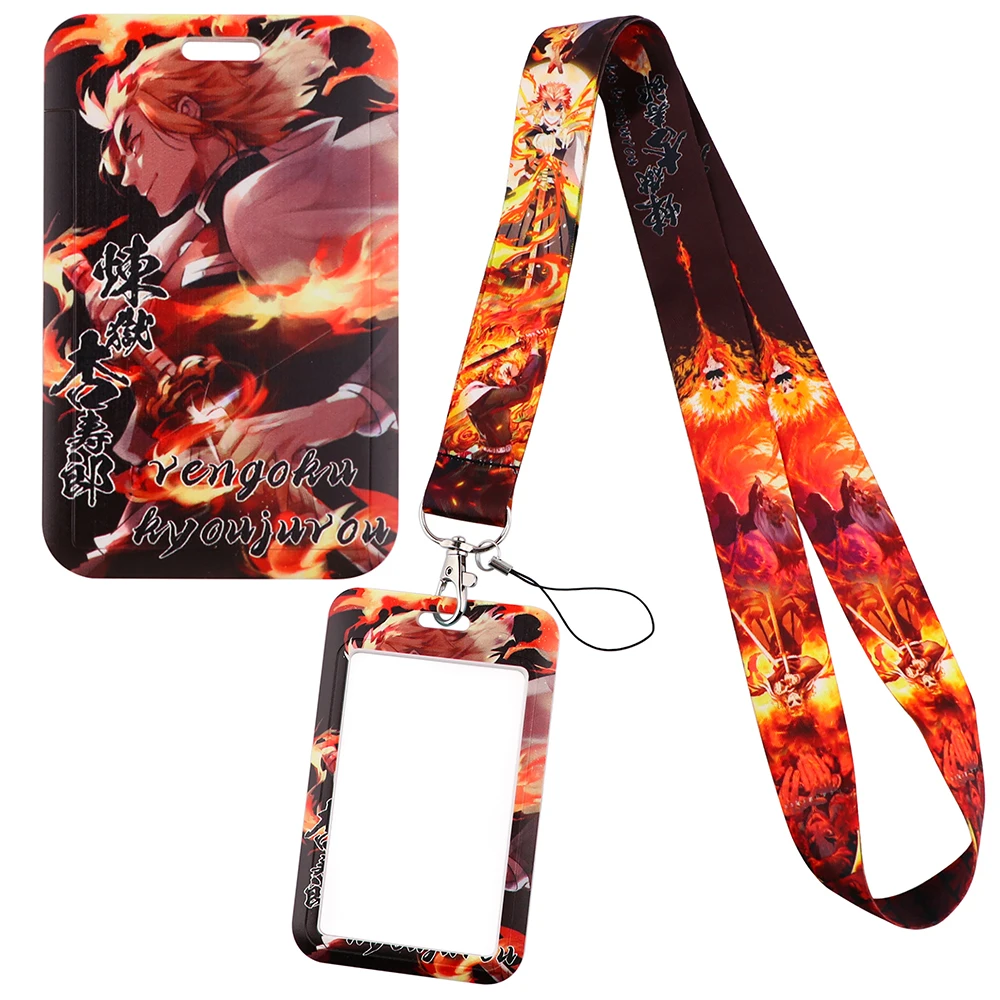 

YQ847 Anime Demon Slayer Rengoku Kyoujurou Lanyard ID Card Holder USB Badge Holder Keychain Cord Phone Rope Neck Strap Lariat