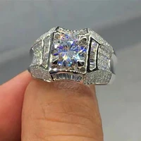 fashion silver color 2 0 carat white crystal cz ring for women men hip hop full crystal engagement ring wedding band jewelry