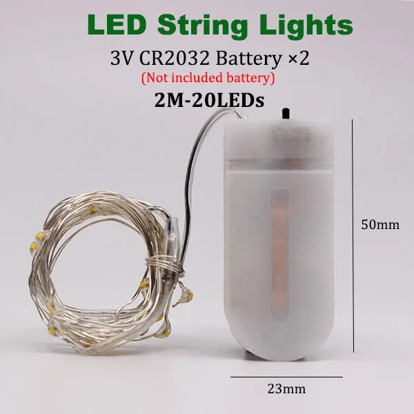 2m 20led CR2032 Новые светодиодные гирлянды на батарейках, 2 м, 5 м, 10 м, сказочные огни, вечерние, для дома, патио, свадьбы, романтический декор, гирлянда на батарейках - Испускаемый цвет: 2m 20led CR2032