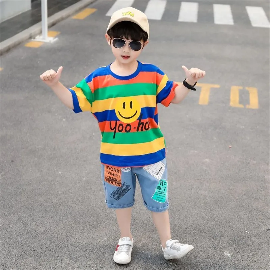Летние комплекты одежды для мальчиков Детские наряды футболка + штаны детский