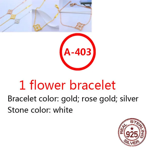

A403 S925 sterling silver bracelet high-end fashion romantic four-leaf clover bracelet inlaid stone jewelry fashion wild jewelry
