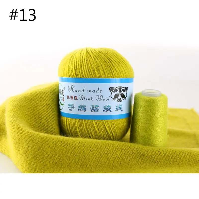 13 50g Soft Mink Wool Yarn Hand-knitted Luxury Cashmere Crochet Knitted Crochet Knitting Scarf M0XD - Color: 13