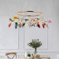 modern creative colorful natural agate stone chandelier personality living room bedroom dining room chandelier led lighting