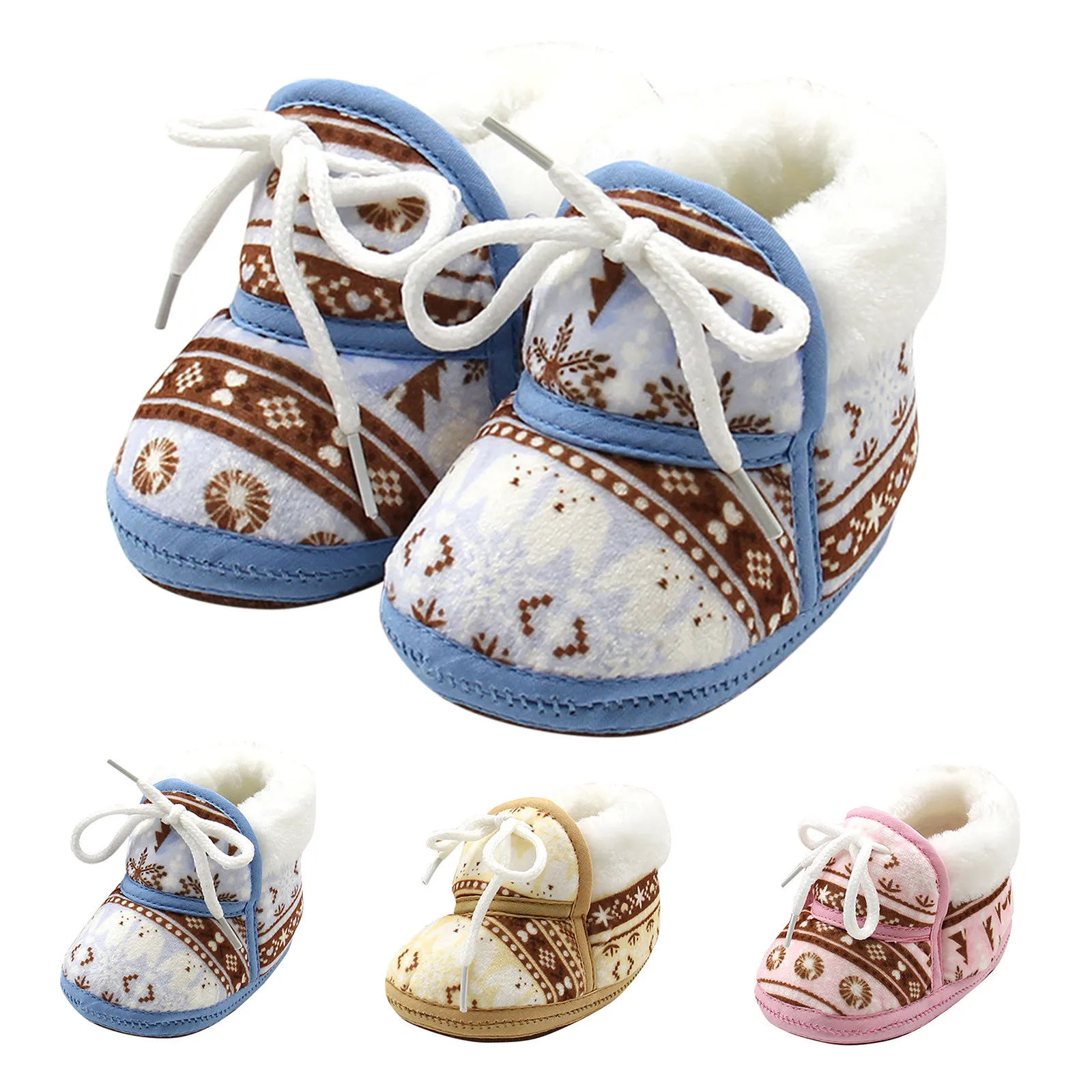 

Baby Girls BoysWool Snow Crib Shoes Soft Booties Snow Boots Infant Toddler Warming Shoes Crochet Knit Baby Boys Girl Boots