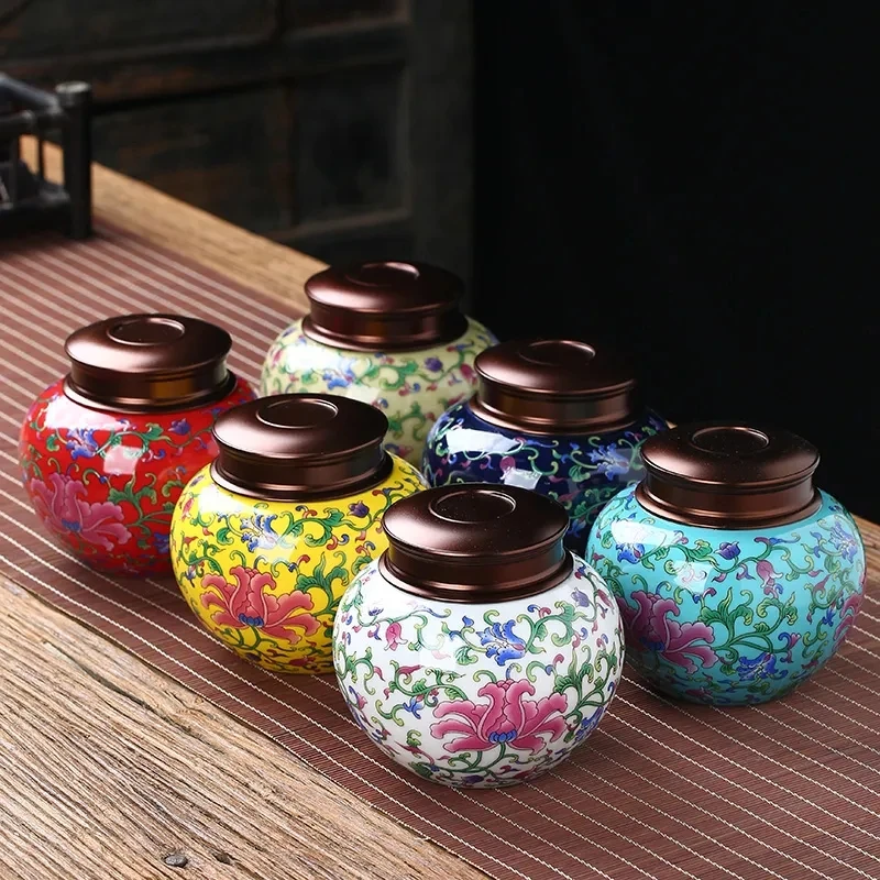 Керамическая чайная банка в китайском стиле домашняя Герметичная крышка