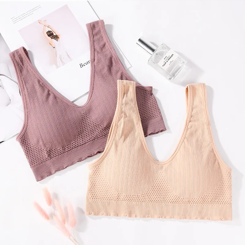 Хлопковая спортивная майка бюстгальтер Женский бесшовный для тренажерного зала