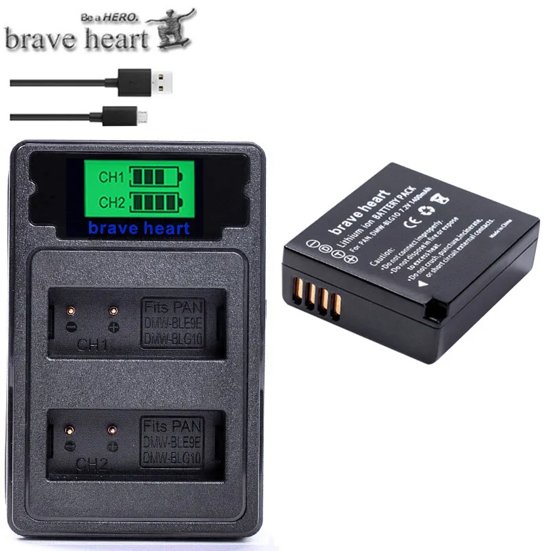 charger and 1battery DMW-BLG10 ДМВ BLG10 BLE9E BLE9 DMW-BLE9 BPDC15 Батарея для цифрового фотоаппарата Panasonic LUMIX GF5 GF6 GX7 LX100 GX80 GX85 Аксессуары для фотоаппаратов - Цвет: charger and 1battery
