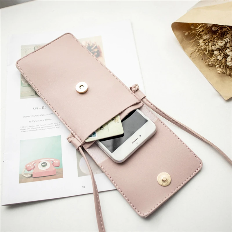 

Fashion practical woman Touchable Leather Coin Purse Mobile Phone Bag One Shoulder Cross Pouch All-in-one convenience A50