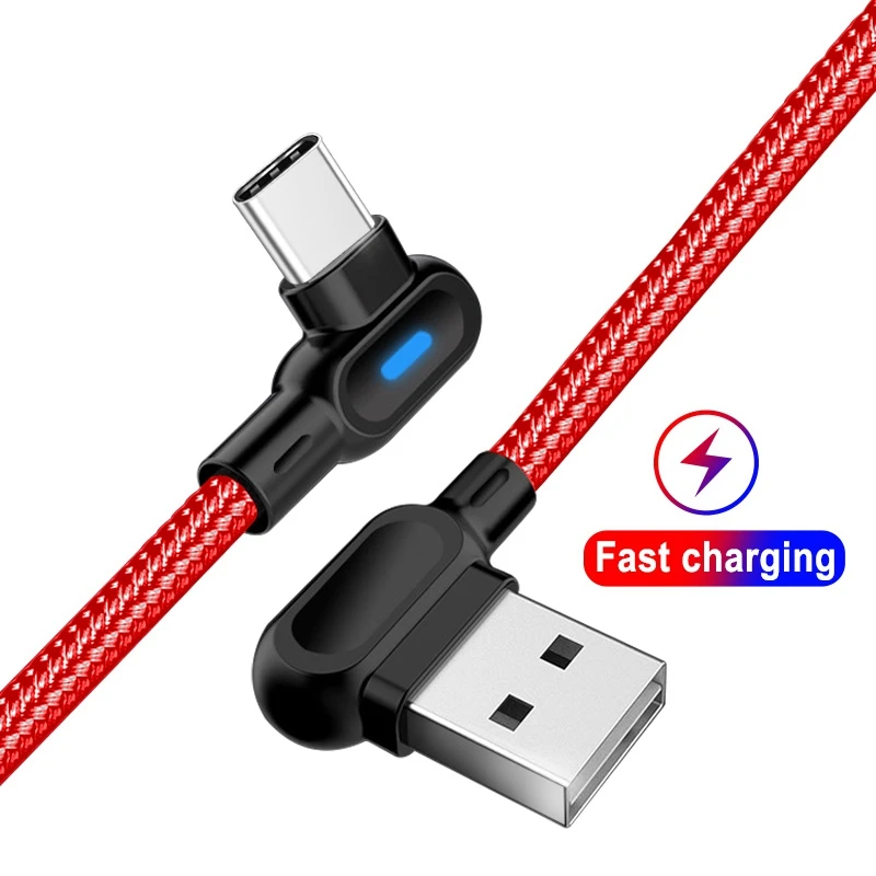 Кабель usb type C 1 м 2 шнур для быстрой зарядки данных 90 градусов type-C USB зарядный