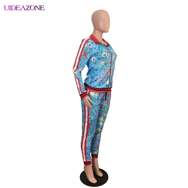 Женский Повседневный костюм UIDEAZONE кофта на молнии с длинным рукавом и цветочным