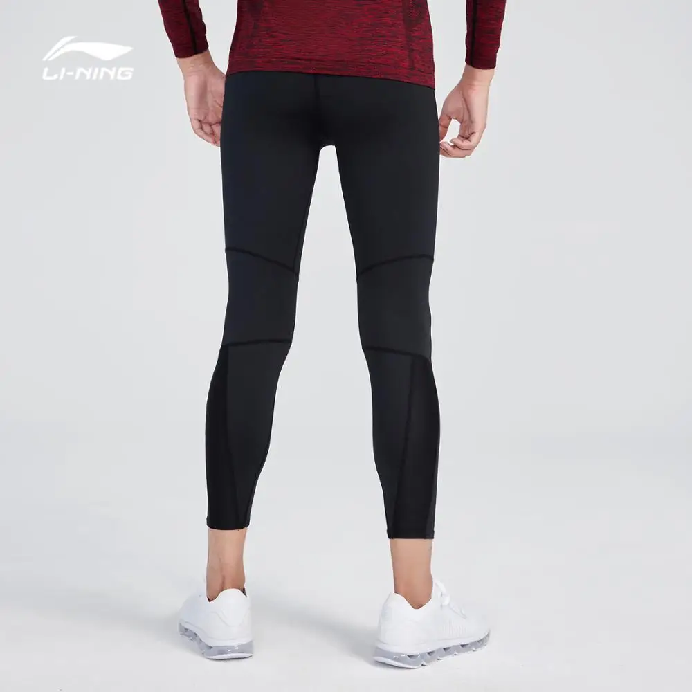 Li-Ning, мужская тренировочная серия, базовый слой, 84% полиэстер, 16% спандекс, эластичная подкладка на талии, удобные облегающие брюки, AULN143 MKY424