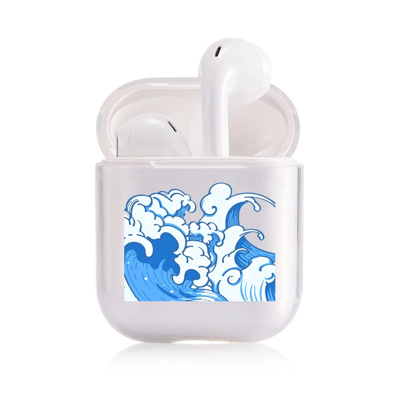 I201415 Мягкий силиконовый милый Чехол Air Pods для Apple airpods, Роскошный прозрачный чехол Airpods с рисунком морской волны, аксессуары для наушников - Цвет: I201415