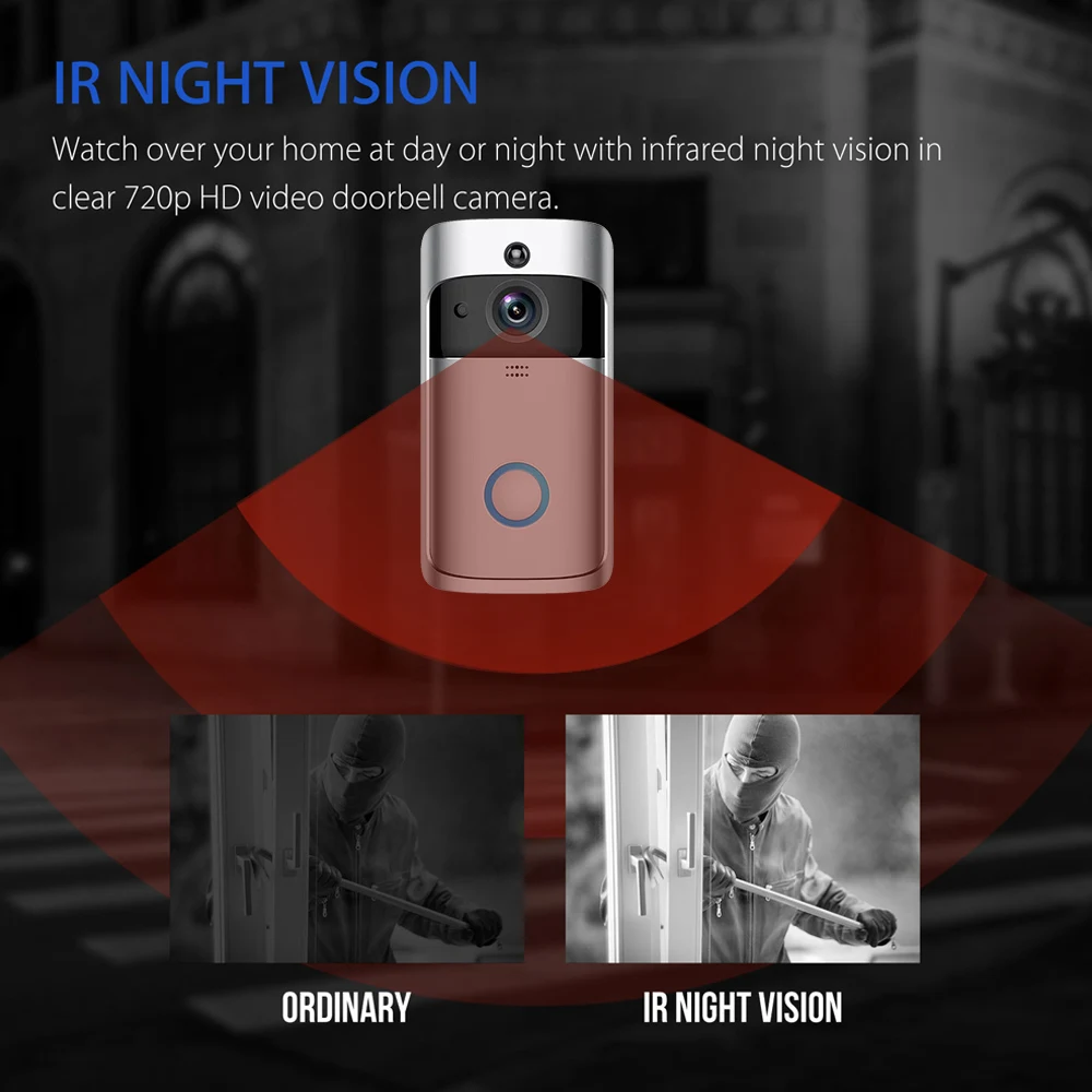 Умный дверной звонок IP видео 2 сторонний домофон WIFI камера ИК сигнализация