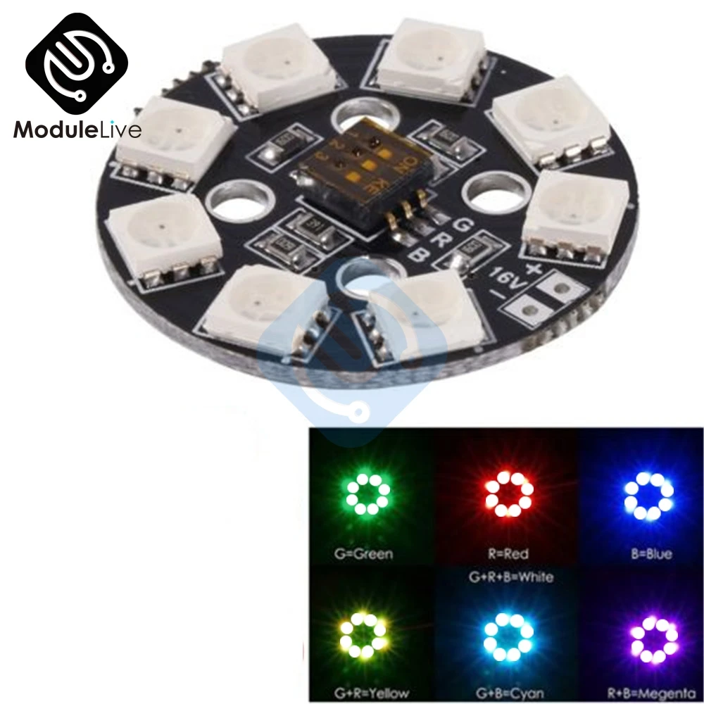 7 цветов RGB светодиодный круглый диск 5050 X8 / 16 В для Мультикоптер FPV RC