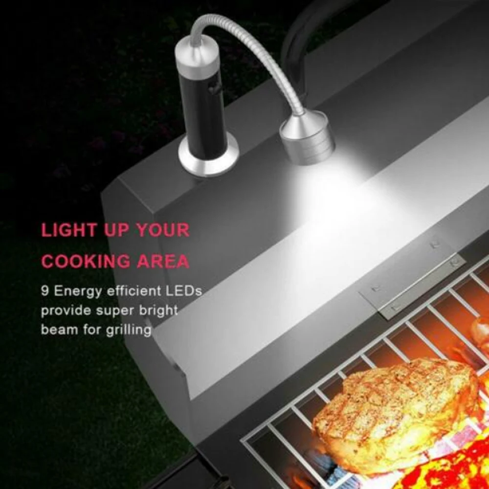 1pc Magic Outdoor Barbecue Grill BBQ Light LED Magnetic Base Flexible Gooseneck BBQ Lights for Reading Camping Working Mechanins