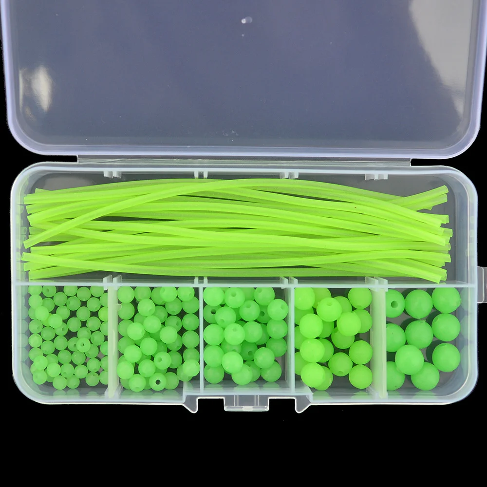 

Набор мягких резиновых блестящих бусин для тройных крючков, рыболовные приманки зеленого и красного цветов