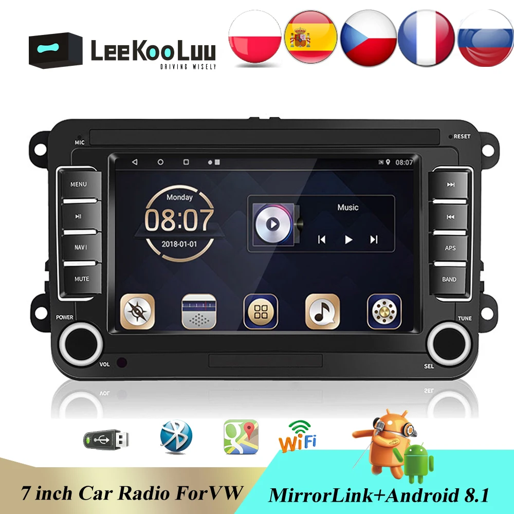 Автомагнитола LeeKooLuu 2 Din Android GPS мультимедийная система для Volkswagen Skoda Octavia golf 5 6 touran