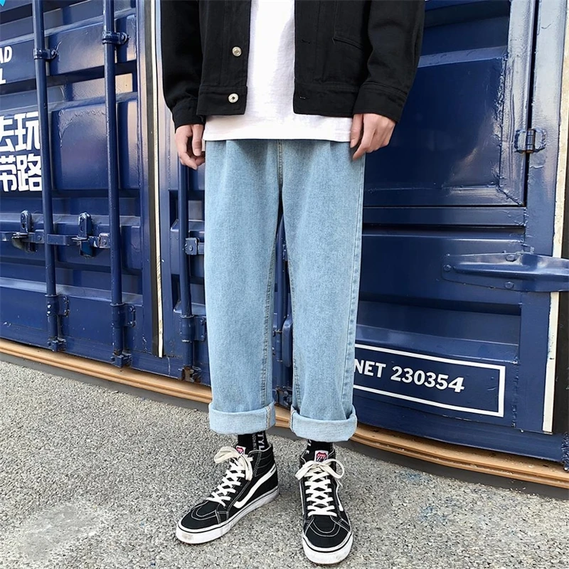 

Loose Men Baggy Blue Jeans 2020 Mens Casual Korean Fashions Harem Pants Male Oversized Black High Waisted Denim Pants
