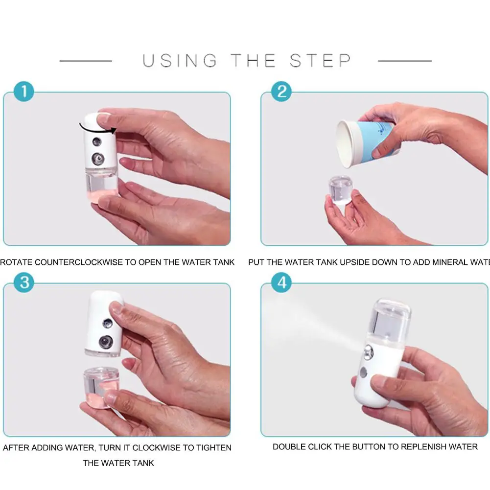 

Portable USB Rechargeable Nano Mister Humidifier Cooling Mist Mini Face Humidifier Eyelash Extensions Sprayer Facial Device