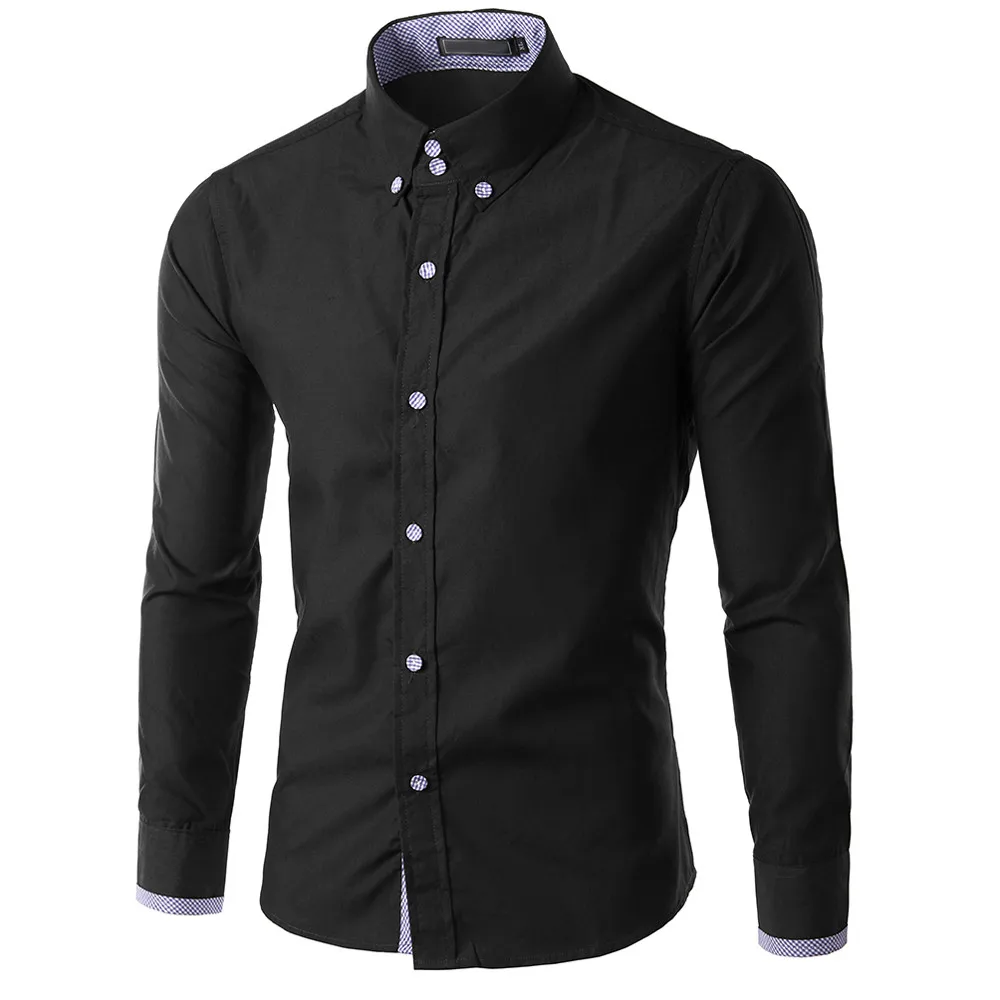 

Men's New Recreational Button Long Sleeve Comfortable Shirt Fashion Pure Solid Color Long Sleeve Top Classical Shirt Single
