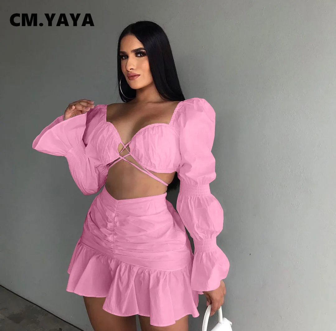 Женский комплект из 2 предметов CM.YAYA элегантный укороченный топ с