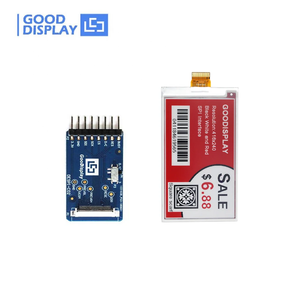 

3.7 Inch Color E-Paper SPI Interface E-Ink Display Screen Module With Epaper Adapter