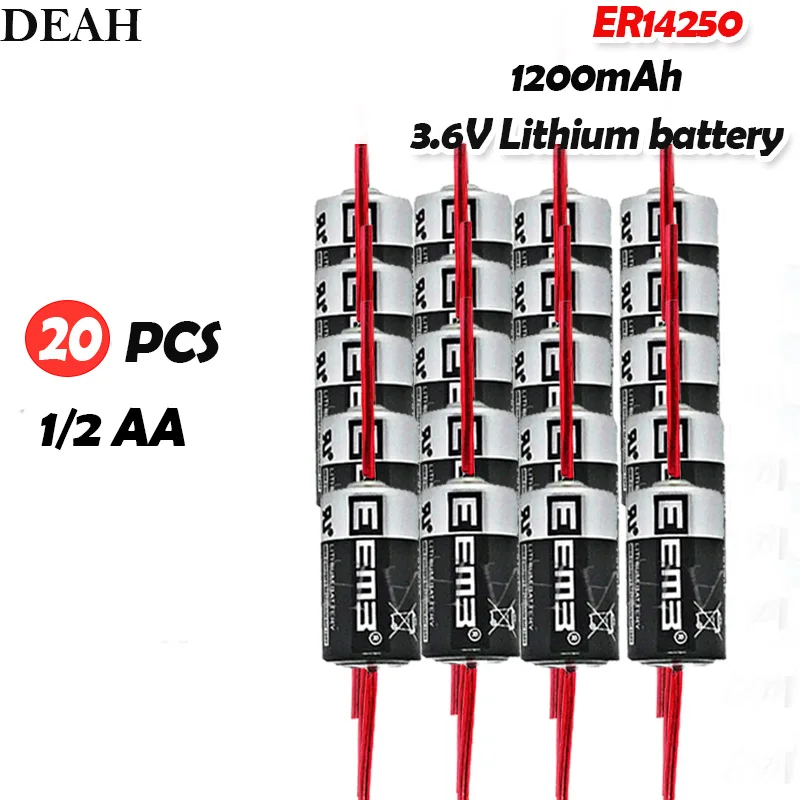 20 шт. ER14250 ER 14250 CR14250SL 1/2 AA 1/2AA 3 6 V 1200mAh PLC промышленная литиевая батарея с контактами