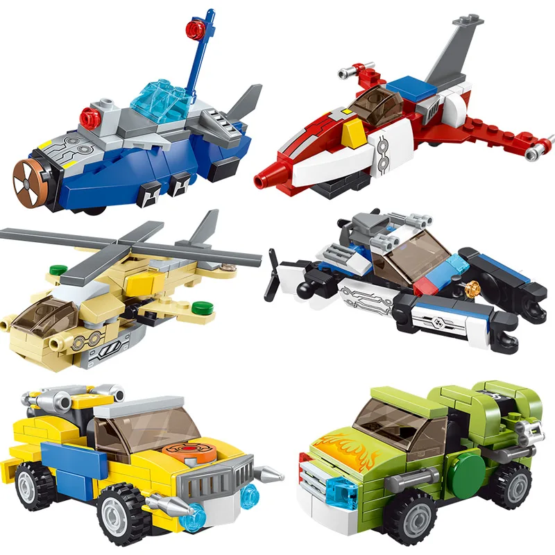 

526pcs City Police Helicopter Car Building Blocks Deformation Robot War 6 IN 1 Blocks Christmas Weapon Toys for Boys