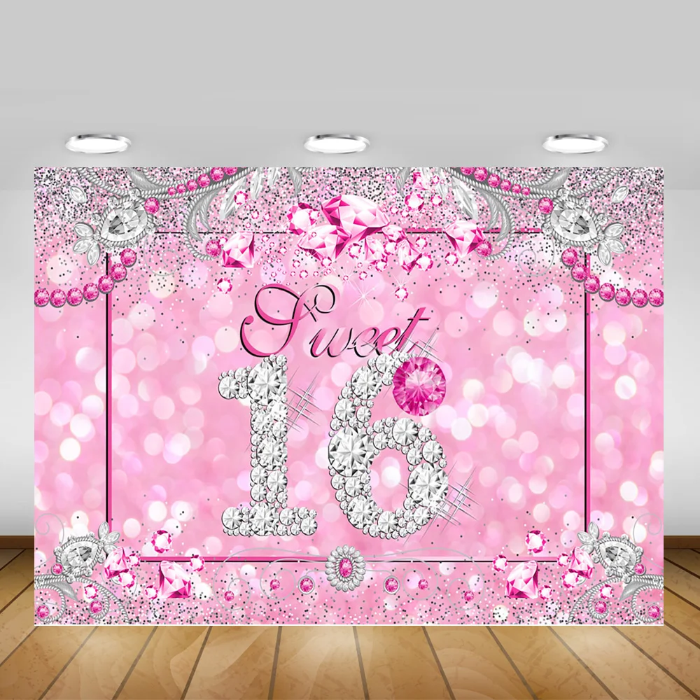 Фон для фотосъемки с изображением милой 16 дней рождения розовая девушка красный