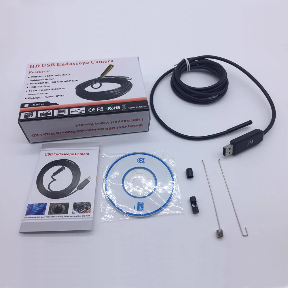 Водонепроницаемая мини-камера USB Бороскоп с высоким разрешением 2 МП 9 мм трубка