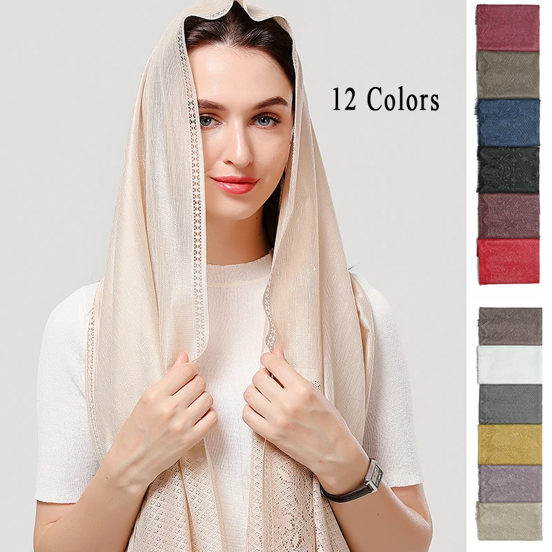 100 шт./лот женский хиджаб шарф фуляр однотонные хлопковые шарфы женские