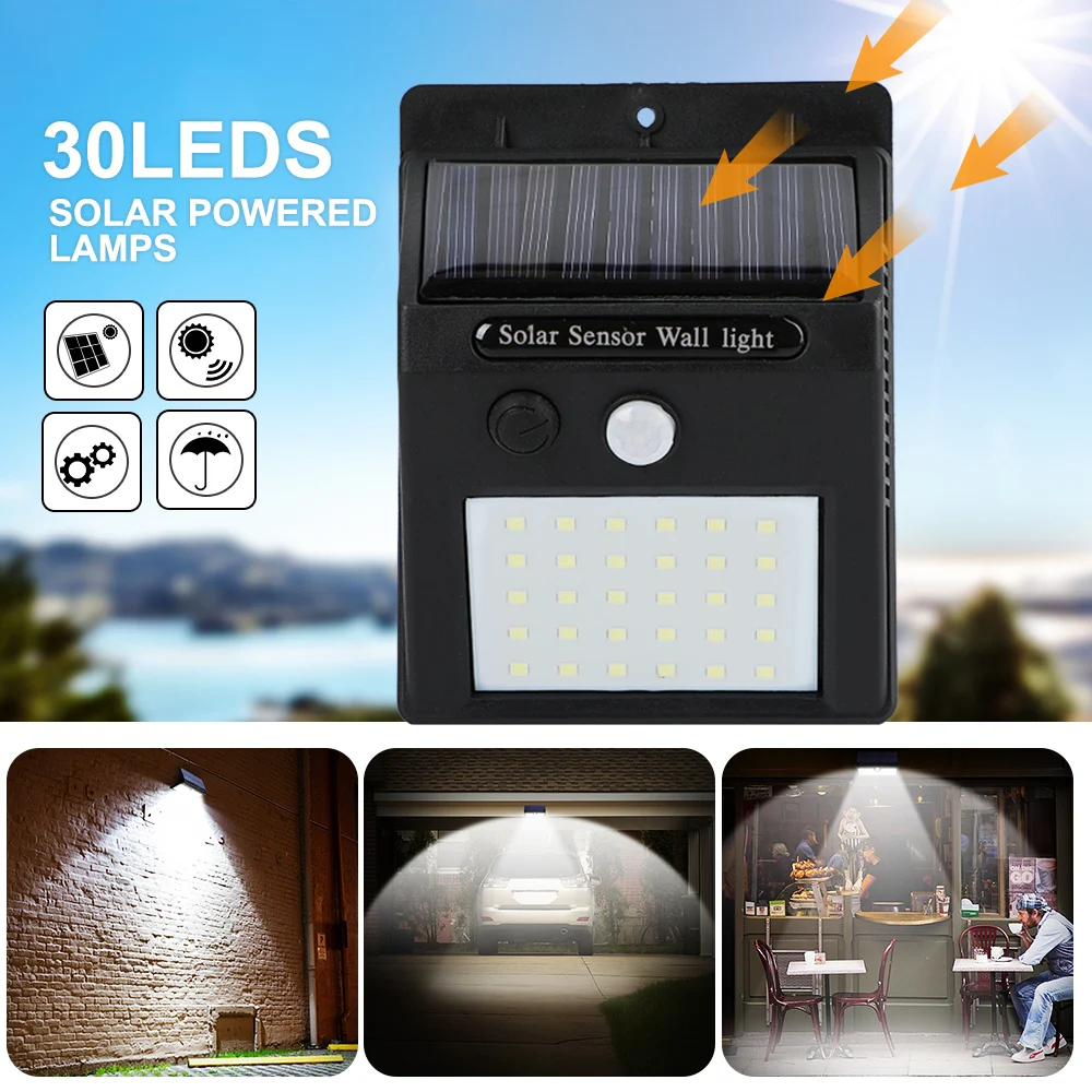 4 шт. 30LED настенное освещение солнечная энергия солнечные лампы фонарь PIR сенсор