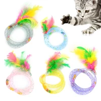 pet cat toys hose feather spring bell beats to make cat toy products