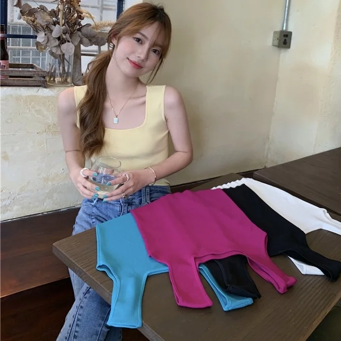 Трикотажный маленький Топ жилет женская летняя Новинка 2021 модная облегающая