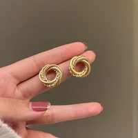 mihan 925 silver needle geometric round earrings popular hot selling vintage gold color stud earrings for women party gifts
