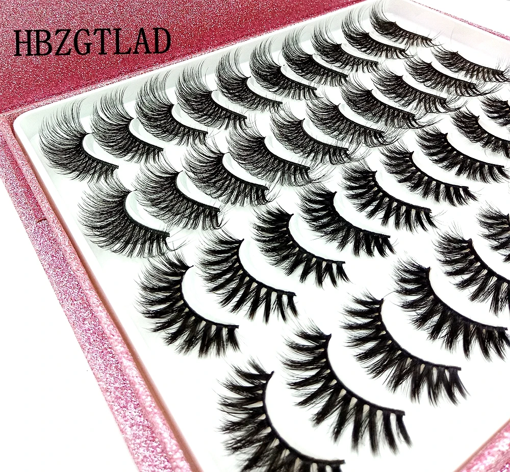 HBZGTLAD 20 pairs Wispy Fluffy natural long false eyelashes makeup 3d mink lashes Stage Makeup eyelash extension for beauty 5D | Красота и