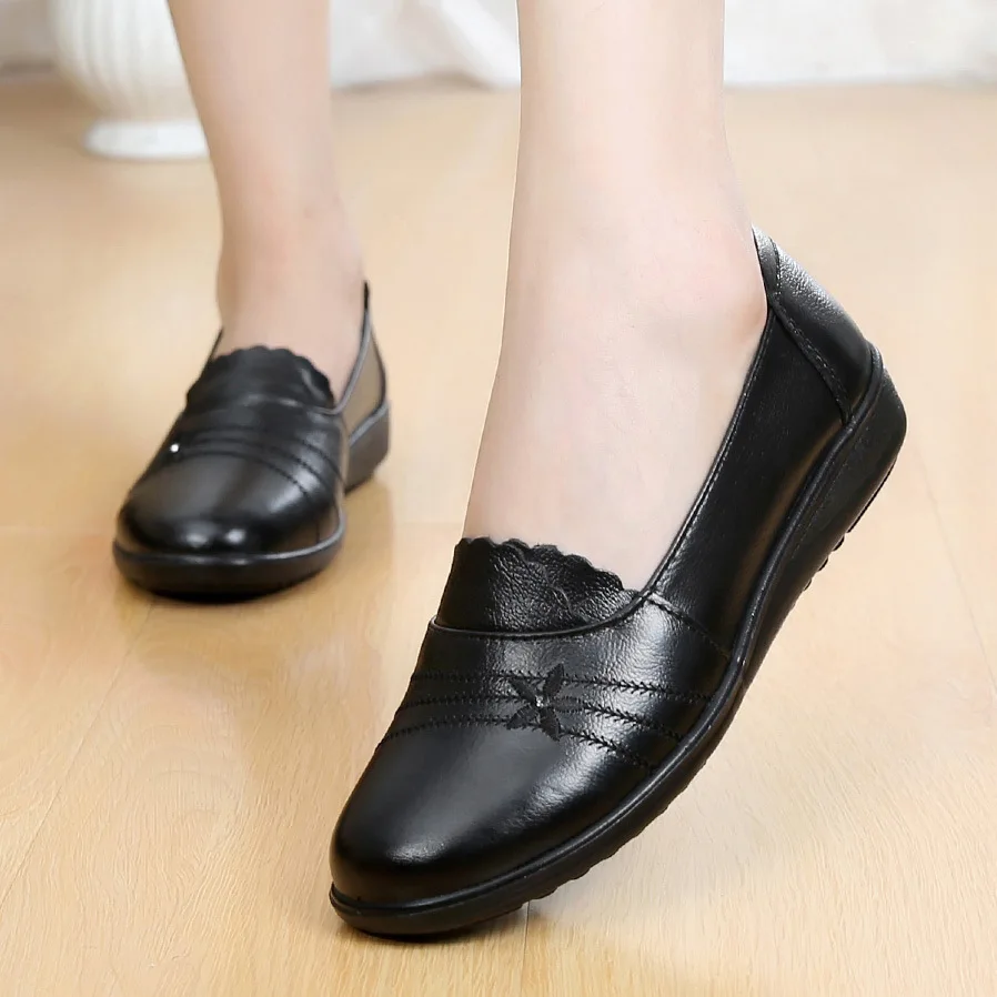 

Обувь из коровьей кожи для мам; Обувь из натуральной кожи на плоской подошве нескользящие для взрослых; Женские кожаные туфли; Лоферы; Больш...