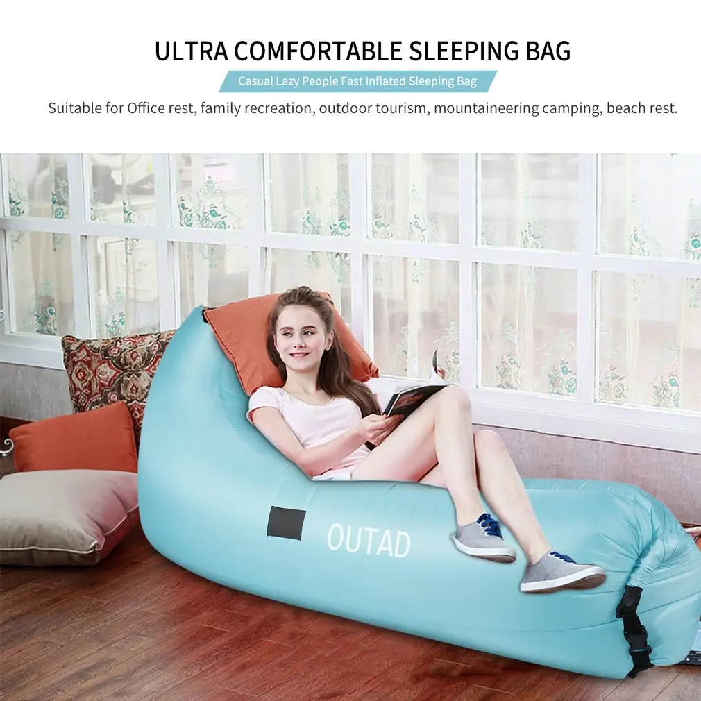 

Outad Inflatable Beach Lounger Couch Air Mattresses Hammock With Backrest Portable Air Sofa Chair Bed Indoors Outdoors Travel